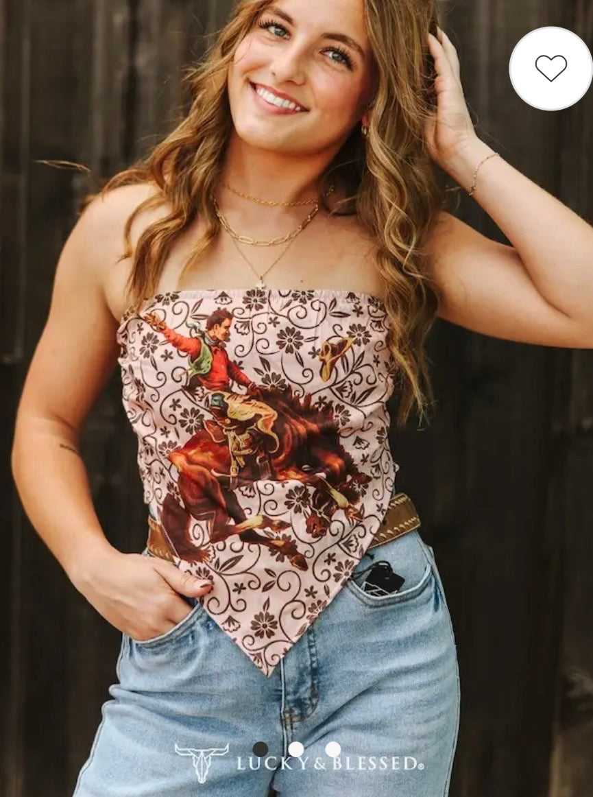 Floral bucking horse top