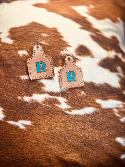 Custom letter ear tag earrings