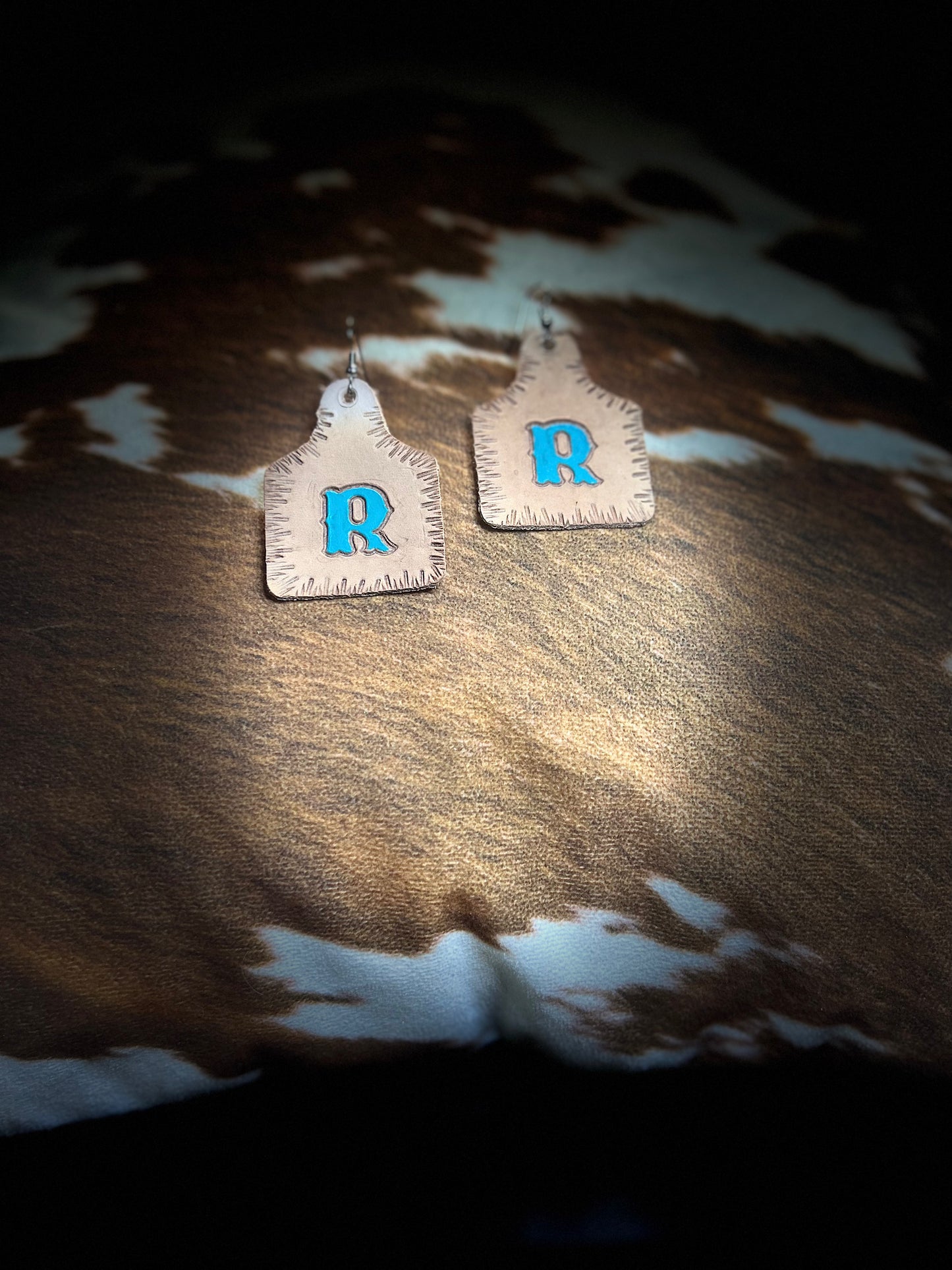 Custom letter ear tag earrings